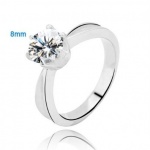 Stainless Steel Solitaire Round Cubic Zirconia Engagement Ring