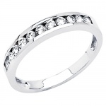 14K White Gold High Polish Finish Round-cut Channel Set Top Quality Shines CZ Cubic Zirconia Ladies Wedding Band Ring