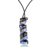 Black, Blue and Purple Murano Glass Pendant Ribbon Pendant, 18 Inches Black, Blue and Purple Murano Glass Pendant Ribbon Pendant, 18 Inches
