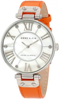 Anne Klein Women's 10/9919MPOR Leather Silver-Tone Orange Leather Strap Watch Anne Klein Women's 10/9919MPOR Leather Silver-Tone Orange Leather Strap Watch