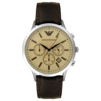 Emporio Armani Men's AR2433 Chronograph Stainless Steel and Brown Leather Watch Emporio Armani Men's AR2433 Chronograph Stainless Steel and Brown Leather Watch