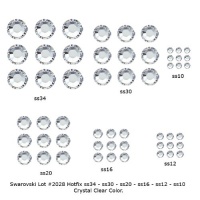 Lot 292 pcs Swarovski Flatback Rhinestone #2028 Hotfix ss34 - ss30 - ss20 - ss16 - ss12 - ss10 Crystal Clear. Lot 292 pcs Swarovski Flatback Rhinestone #2028 Hotfix ss34 - ss30 - ss20 - ss16 - ss12 - ss10 Crystal Clear.