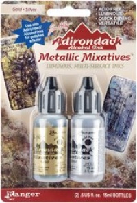 Ranger Adirondack Alcohol Ink Metallic Mixatives 1/2-Ounce 2/Pkg, Gold and Silver Ranger Adirondack Alcohol Ink Metallic Mixatives 1/2-Ounce 2/Pkg, Gold and Silver