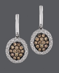 Light up your look with luminous circles. Drop earrings by Le Vian feature a polished 14k white gold setting decorated with round-cut chocolate diamonds (1/2 ct. t.w.) and a halo of sparkling white diamond accents. Approximate drop: 3/4 inch. Light up your look with luminous circles. Drop earrings by Le Vian feature a polished 14k white gold setting decorated with round-cut chocolate diamonds (1/2 ct. t.w.) and a halo of sparkling white diamond accents. Approximate drop: 3/4 inch.