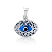 Bling Jewelry 925 Sterling Silver Blue Evil Eye Pendant Bling Jewelry 925 Sterling Silver Blue Evil Eye Pendant