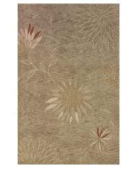 On neutral ground. Lush blooms rooted in a tranquil palette exude a serene, sophisticated sensibility. Rife with rich texture and detail, this luxurious area rug from Dalyn is beautifully hand tufted in polyester and acrylic, ensuring superior color retention and long-lasting wear. On neutral ground. Lush blooms rooted in a tranquil palette exude a serene, sophisticated sensibility. Rife with rich texture and detail, this luxurious area rug from Dalyn is beautifully hand tufted in polyester and acrylic, ensuring superior color retention and long-lasting wear.
