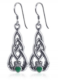 Sterling Silver Celtic Knot Irish Claddagh Friendship and Love Malachite Earrings Sterling Silver Celtic Knot Irish Claddagh Friendship and Love Malachite Earrings