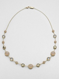 From the Rock Candy® Collection. A pretty blend of semi-precious stones and doublets in various shapes and sizes set in radiant 18k gold. 18k goldPeach moonstone, clear quartz, pyriteLength, about 16-18 adjustableLobster clasp closureImported From the Rock Candy® Collection. A pretty blend of semi-precious stones and doublets in various shapes and sizes set in radiant 18k gold. 18k goldPeach moonstone, clear quartz, pyriteLength, about 16-18 adjustableLobster clasp closureImported
