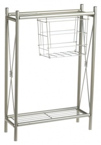 Cross Style Magazine Rack with Shelves, Satin Nickel Cross Style Magazine Rack with Shelves, Satin Nickel