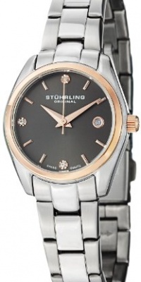 Stuhrling Original Women's 414L.04 Classic Ascot Prime Stainless Steel Bracelet Watch with Rose-Tone Bezel and Swarovski Crystals Stuhrling Original Women's 414L.04 Classic Ascot Prime Stainless Steel Bracelet Watch with Rose-Tone Bezel and Swarovski Crystals