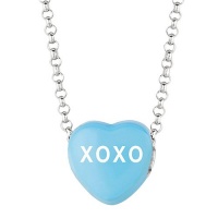 Blue Enamel XOXO Sweethearts Sterling Silver Necklace, 16 Inch