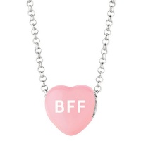 Light Pink Enamel BFF Sweethearts Sterling Silver Necklace 16 Inch Light Pink Enamel BFF Sweethearts Sterling Silver Necklace 16 Inch