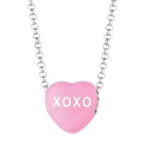 Dark Pink Enamel XOXO Sweethearts Sterling Silver Necklace, 16 Inch Dark Pink Enamel XOXO Sweethearts Sterling Silver Necklace, 16 Inch