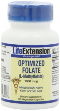 Life Extension Optimized Folate L-Methylfola 1000 Mcg Vegetarian Capsules, 100 Count Life Extension Optimized Folate L-Methylfola 1000 Mcg Vegetarian Capsules, 100 Count