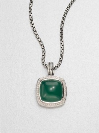 From the Albion Collection. A stunning green onyx cabochon surrounded by dazzling diamonds set in sleek sterling silver. Green onyxDiamonds, .46 tcwSterling silverSize, about .7Fixed baleMade in USA Please note: Chain sold separately. From the Albion Collection. A stunning green onyx cabochon surrounded by dazzling diamonds set in sleek sterling silver. Green onyxDiamonds, .46 tcwSterling silverSize, about .7Fixed baleMade in USA Please note: Chain sold separately.