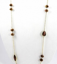 Style & Co Necklace, 46 Long Gold Tone Chain with Topaz Foil and Crystal Bead Necklace Style & Co Necklace, 46 Long Gold Tone Chain with Topaz Foil and Crystal Bead Necklace