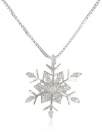 Sterling Silver Diamond Snowflake Pendant Necklace (1/6 cttw, H-I Color, I2 Clarity), 18 Sterling Silver Diamond Snowflake Pendant Necklace (1/6 cttw, H-I Color, I2 Clarity), 18