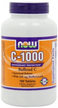 NOW Foods C-1000 Buffered C with 250mg Bioflavonoids Sustained Release 180 Tablets NOW Foods C-1000 Buffered C with 250mg Bioflavonoids Sustained Release 180 Tablets