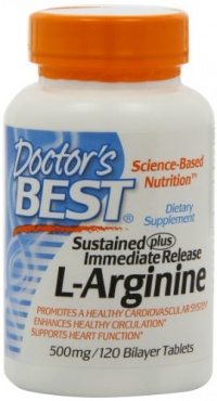 Doctor's Best Sustained Plus Immediate Release L-Arginine 500mg, 120 Bilayer Tablets Doctor's Best Sustained Plus Immediate Release L-Arginine 500mg, 120 Bilayer Tablets