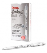 Pentel Arts Sunburst Gel Pen, Medium Line, Permanent, White Ink, Box of 12 (K908-W) Pentel Arts Sunburst Gel Pen, Medium Line, Permanent, White Ink, Box of 12 (K908-W)