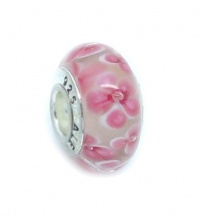 European Blingz 925 Sterling Silver Mutli-Style Murano Glass Bead Fits Authentic Pandora Charm Bracelet Compatible (Pink Petals) European Blingz 925 Sterling Silver Mutli-Style Murano Glass Bead Fits Authentic Pandora Charm Bracelet Compatible (Pink Petals)