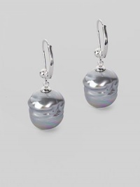A soft grey hue and a rich, rippled shape in baroque pearl drops that offer the luster of pearls with a fresh look. 12mm organic man-made pearls Sterling silver Drop, about 1 Ear wire Made in Spain A soft grey hue and a rich, rippled shape in baroque pearl drops that offer the luster of pearls with a fresh look. 12mm organic man-made pearls Sterling silver Drop, about 1 Ear wire Made in Spain