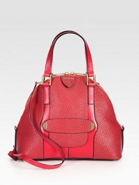 A domed silhouette of soft pebbled leather, finished with a removable shoulder strap for versatility. Double top handles, 5½ dropDetachable shoulder strap, 20 dropTop zip closureProtective metal feetOne inside zip pocketOne inside open pocketCotton lining13W X 10½H X 5¾DMade in Italy A domed silhouette of soft pebbled leather, finished with a removable shoulder strap for versatility. Double top handles, 5½ dropDetachable shoulder strap, 20 dropTop zip closureProtective metal feetOne inside zip pocketOne inside open pocketCotton lining13W X 10½H X 5¾DMade in Italy