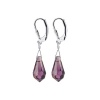 Sterling Silver Teardrop Amethyst Crystal Earrings Made with Swarovski Elements