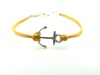 Antique Vintage Silver Small Anchor Bracelet with Yellow Rope Adjustable Cuff Bracelet Vintage Bracelet 991s