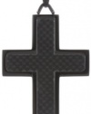 Men's Stainless Steel and Carbon Fiber Cross with Black Ionic Plating Pendant Necklace , 22