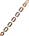 Michael Kors Rose Gold-Tone Tortoise Logo Plaque Link Bracelet