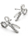 Trendy Adorable Sparkling Small 3/4 Clear Crystal Scissors Barber Shears Charms Stud Earrings Silver Tone