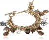 Betsey Johnson Iconic Summer Metallics Crystal Bow and Gem Multi-Charm Toggle Bracelet, 7.5