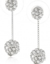 Anne Klein All that Glitters Silver-Tone and Crystal Fireball Drop Earrings