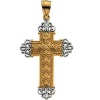 CleverEve Designer Series 14K Yellow Gold /White Gold 2 grams Polished Two Tone Cross Pendant 32.5 x 20.5mm