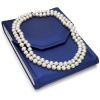 Sterling Silver 2 Rows 8-9mm White Hand-pick Genuine Cultured Freshwater Pearl High Luster Necklace 17-18 Length.