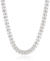 Anne Klein Silver-Tone Crystal Glass Tubular Pave Collar Necklace, 16