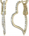 Betsey Johnson Pink & Gold Boost Pave Crystal Heart Hoop Earrings