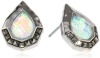 Judith Jack Color Stud Item Sterling Silver, Marcasite and Blue Opal Stud Earrings