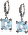 Judith Jack Aurora Sterling Silver, Marcasite and Blue Topaz Drop Earrings