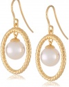 Majorica 10 mm White Round Pearl Drop in Oval Drop Earrings