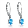 Swiss Blue Topaz Leverback Earrings set in Sterling Silver 1ct tw