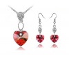 Everbling Heart Red Swarovski Elements Crystal Pendant Necklace 18 and Earrings Jewelry Set