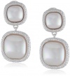 Majorica 10/14mm White Square Mabe Pearl Drop Earrings