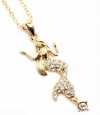 Small Gold Tone Mermaid Charm Necklace Embellished with Sparkly Clear Crystals
