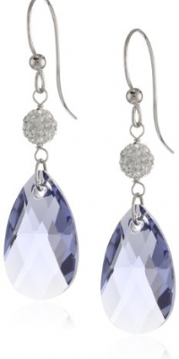 Sterling Silver Swarovski Elements Clear and Tanzanite-Colored Crystal Dangle Earrings Sterling Silver Swarovski Elements Clear and Tanzanite-Colored Crystal Dangle Earrings