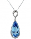 Effy Jewlery 14K White Gold Blue Topaz and Diamond Pendant, 6.33 TCW