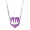 Purple Enamel Crown Sweethearts Sterling Silver Necklace, 16 Inch