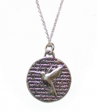 Kevin N Anna Studio California Sterling Silver LARGE Pendant Necklace with Round Etched HUMMINGBIRD Pendant Celebrates PLEASURE Kevin N Anna Studio California Sterling Silver LARGE Pendant Necklace with Round Etched HUMMINGBIRD Pendant Celebrates PLEASURE