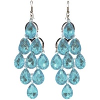 Chandelier Earrings In Turquoise with Silver Finish Chandelier Earrings In Turquoise with Silver Finish